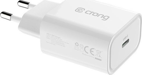 Crong Φορτιστής Χωρίς Καλώδιο με Θύρα USB-C 20W Power Delivery Λευκός (TUSBC20)