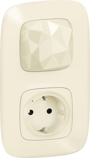 Legrand Valena Allure Connected Starter Pack Μονή Χωνευτή Πρίζα Ρεύματος Wi-Fi Αυτόματων Ακροδεκτών με Διακόπτη Μπεζ