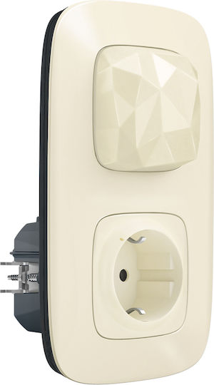 Legrand Valena Allure Connected Starter Pack Μονή Χωνευτή Πρίζα Ρεύματος Wi-Fi Αυτόματων Ακροδεκτών με Διακόπτη Μπεζ