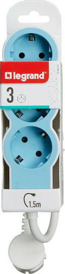 Legrand Power Strip 3 Positions with Cable 1.5m Blue