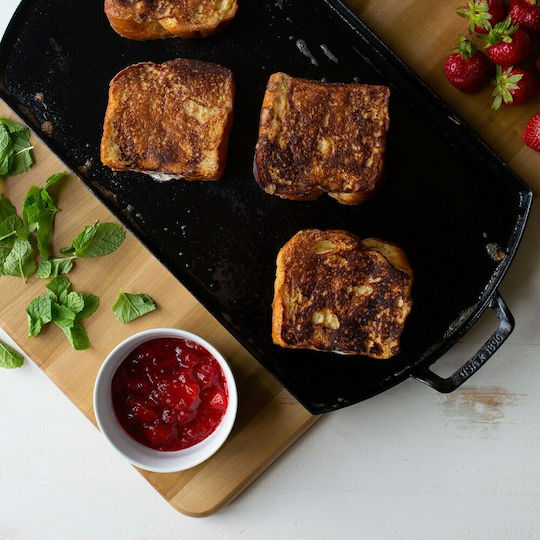 Lodge Blacklock Non-Stick Baking Plate Double Sided with Cast Iron Flat & Grill Surface 51.3x25.4x3cm