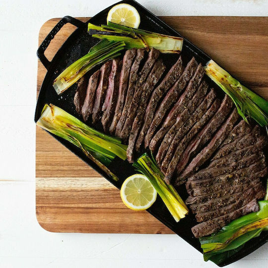 Lodge Blacklock Non-Stick Baking Plate Double Sided with Cast Iron Flat & Grill Surface 51.3x25.4x3cm