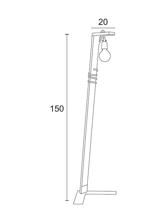 ArkoLight Φωτιστικό Δαπέδου Υ150xΜ40εκ. με Ντουί για Λαμπτήρα E27 Καφέ