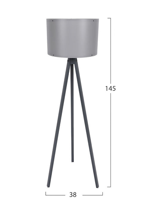 HomeMarkt CAGNEY Floor Lamp H145xW38cm. with Socket for Bulb E27 Gray