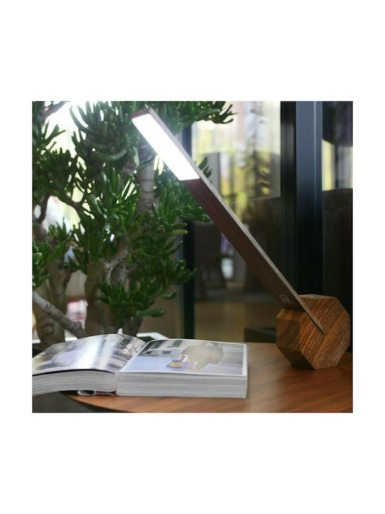 Gingko Octagon Презареждаема Настолна Лампа за Цокъл Вграден LED в Кафяв Цвят