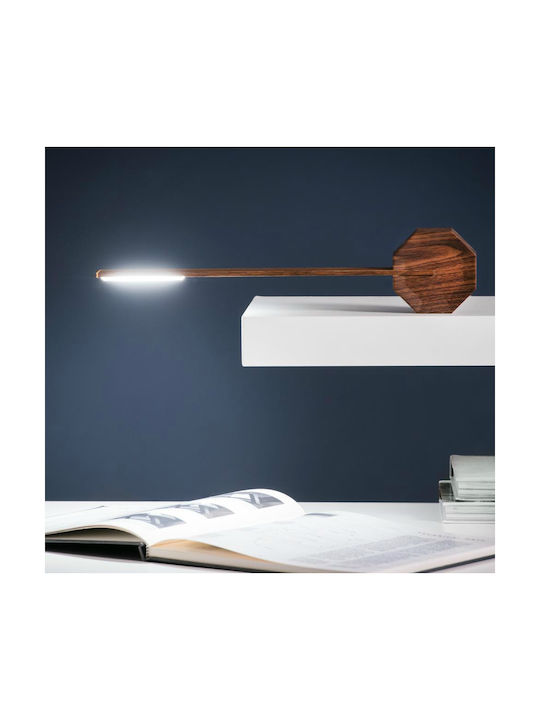 Gingko Octagon Презареждаема Настолна Лампа за Цокъл Вграден LED в Кафяв Цвят
