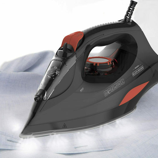 Black & Decker BXIR3000E ES9180190B Steam Iron 3000W with Ceramic Plate and Continuous Steam Supply 45g/min