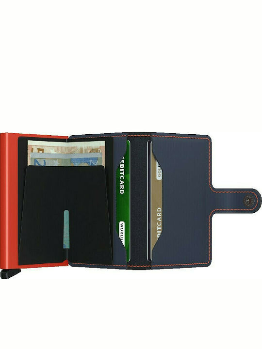 Miniwallet Matte Portofel bărbătesc Carduri cu RFID și mecanism Slide Blue/Red