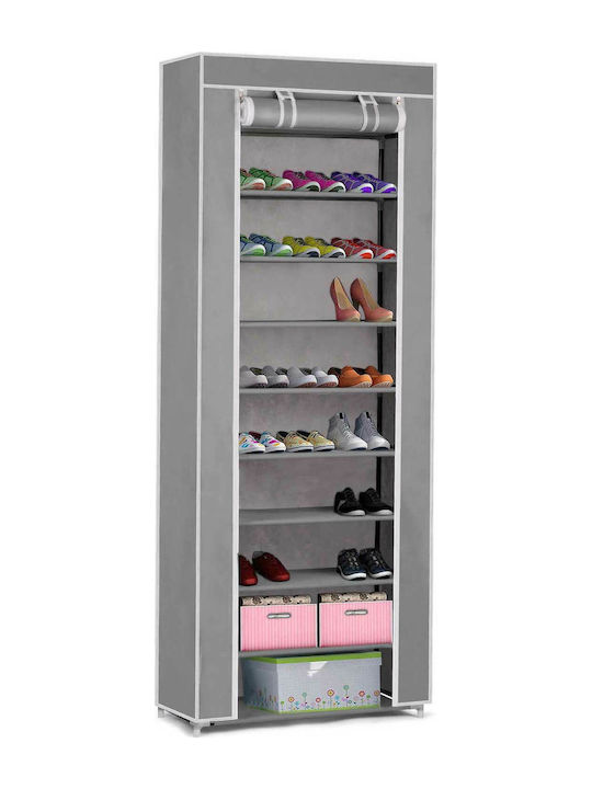 Massido Massido Fabric Wardrobe with Zipper and Shelves in Gray Color 58x28x175cm