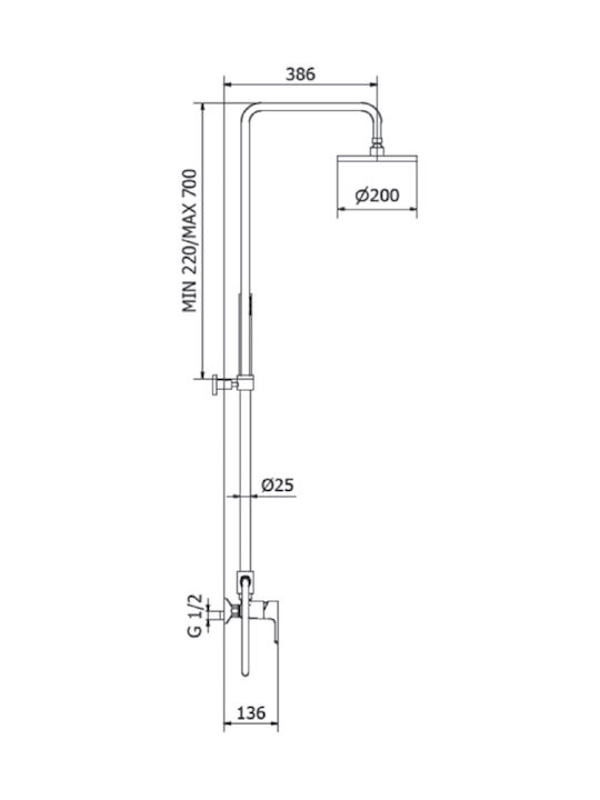 Teorema Velvet Shower Column without Mixer Silver