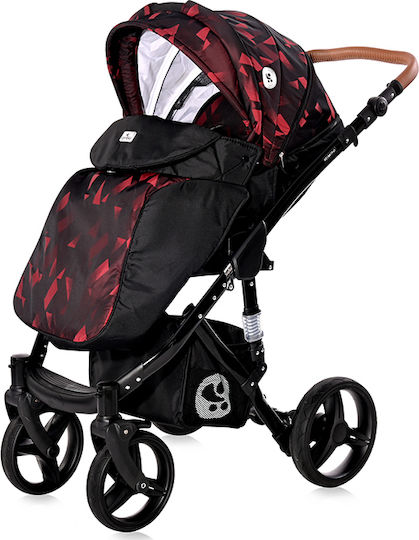 Lorelli Rimini Verstellbar 3 in 1 Baby Kinderwagen Geeignet für Neugeborene Ruby Red & Black Lighthouse