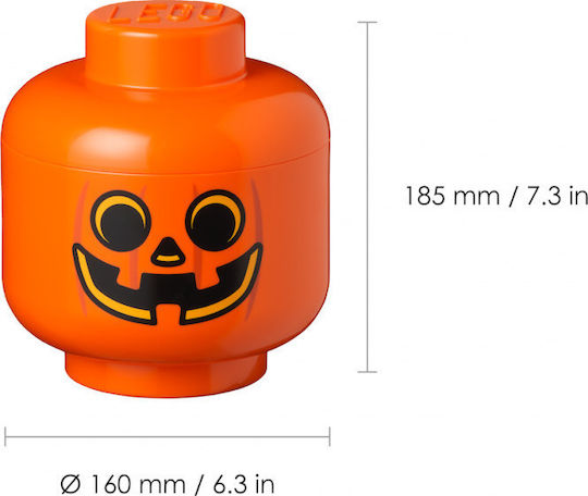 Room Copenhagen Παιδικό Κουτί Αποθήκευσης από Πλαστικό Lego Pumpkin Πορτοκαλί 16x16x19cm