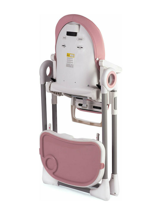 Ricokids Belo Scaun Înalt De Masă Bebe Pliabil Cu Înălțime Reglabilă Roz