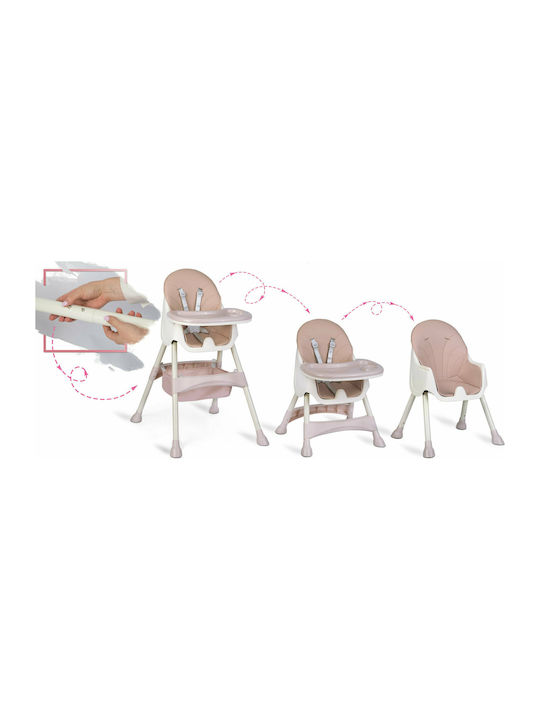 Ricokids Milo Klappbarer Baby Hochstuhl 3 in 1 mit Höhenverstellbar Rosa
