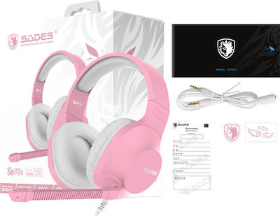 Sades Spirits Over Ear Gaming Headset with Connection 2x3.5mm Pink