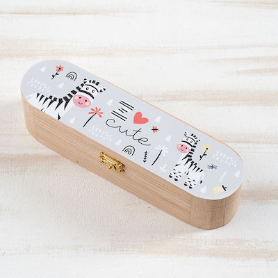 Christening Favor with Pencil Case Ζέβρα made of Wood