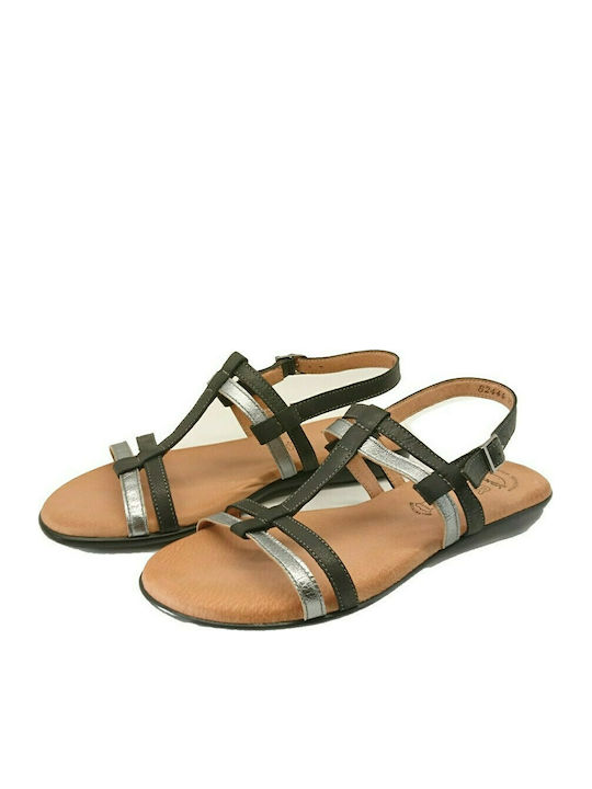 Boxer Leather Women's Flat Sandals In Black Colour