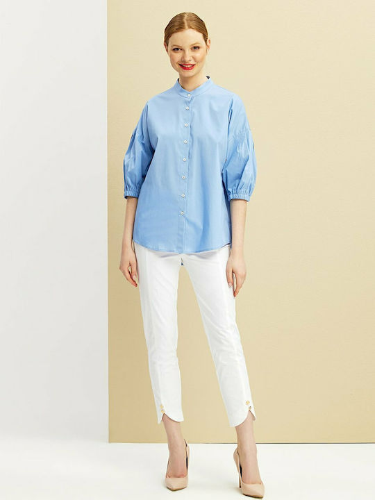 Women's Fabric Capri Trousers Slim Fit White