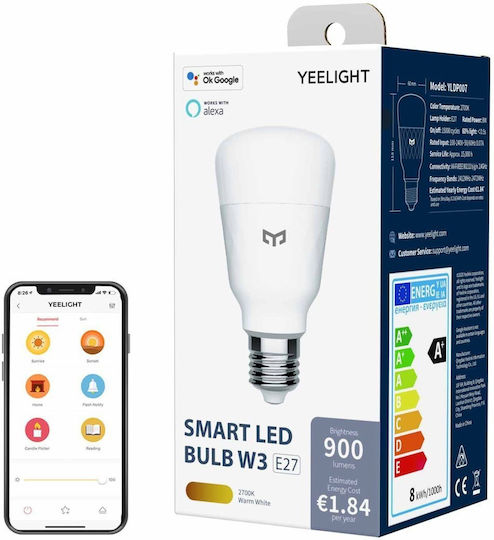 Yeelight W3 Smart LED Bulb 8W for Socket E27 Warm White 900lm Dimmable