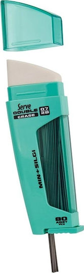 Serve 80 Pencil Leads Turquoise with Erasers 80 pieces Thickness 0.7mm Type 2B