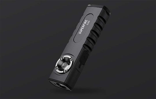 Superfire Wiederaufladbar Taschenlampe LED IP44 Doppelte Funktion mit maximaler Helligkeit 470lm Schwarz