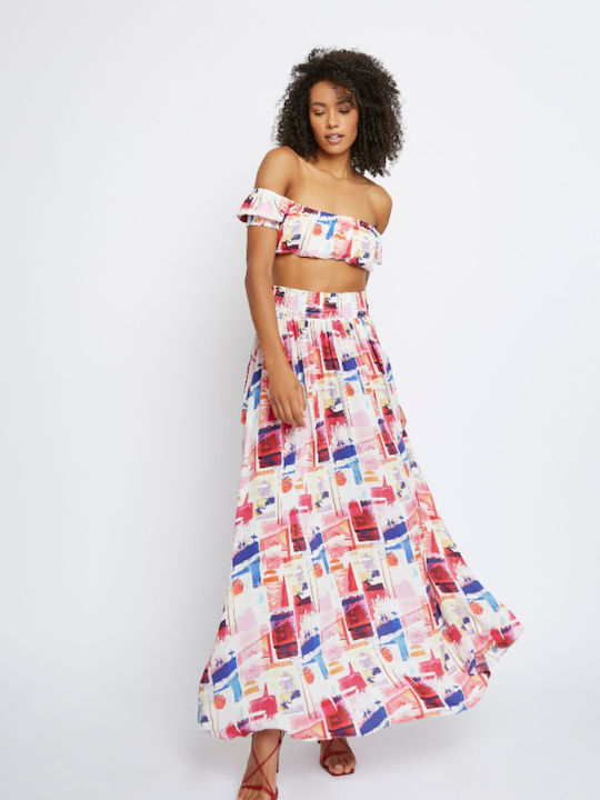 High-waisted Midi Skirt Pink