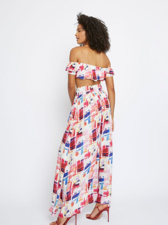 High-waisted Midi Skirt Pink