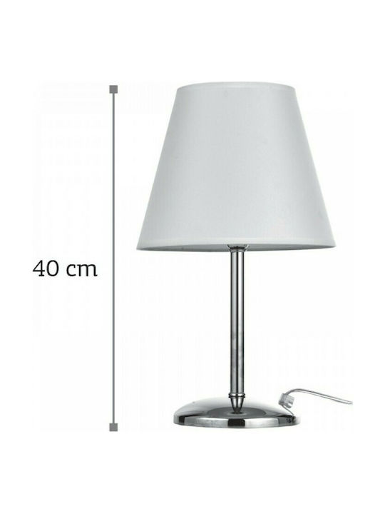 Inlight 3425 Metal Table Lamp for Socket E14 with White Shade and Silver Base 3425-WHITE