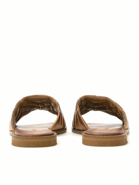 L Leder Flache Sandalen für Damen in Tabac Braun Farbe