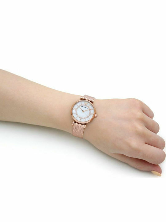 Emporio Armani Gianni T Bar Women's Watch with Pink Gold Metal Bracelet