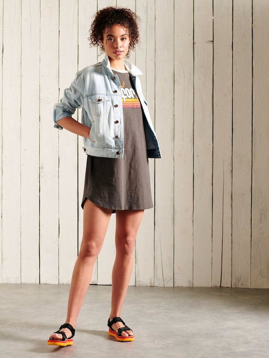 Cali Surf Summer Mini Athletic T-Shirt Short Sleeve Black Dress