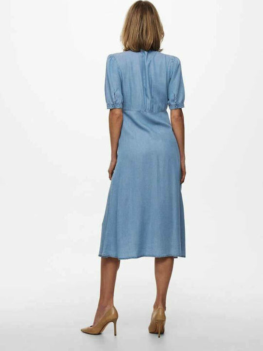 Only Midi All Day Φόρεμα Tencel Γαλάζιο