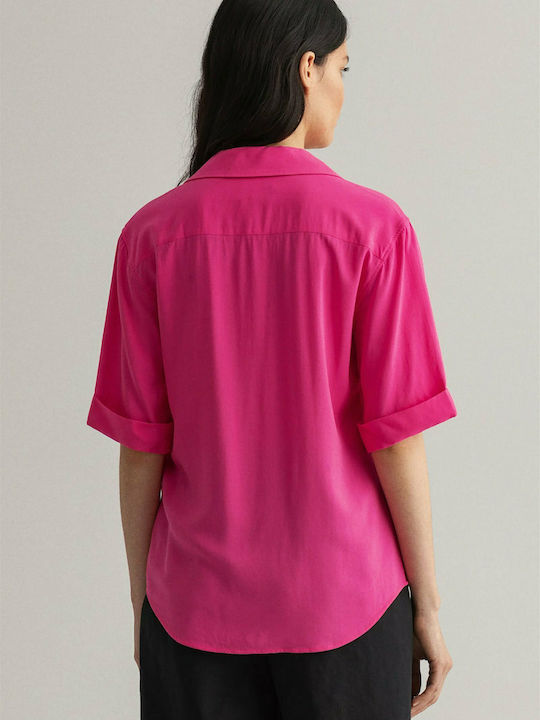 Gant Women's Monochrome Short Sleeve Shirt Fuchsia