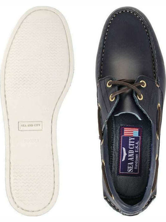 Dallas Men's Leather Boat Shoes Blue