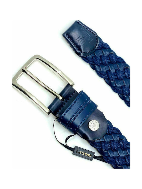 Legend Accessories Men's Knitted Leather Belt Blue