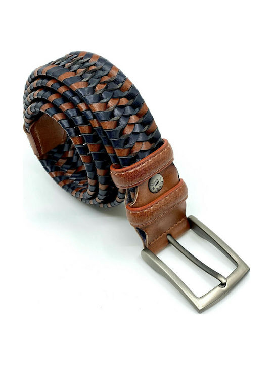 Elastic Men's Belt Leather Knitted Multicolored