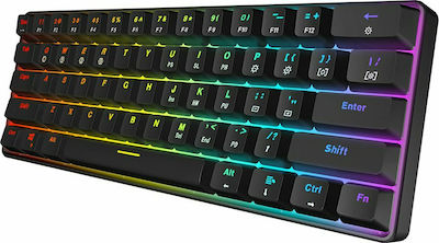 HK Gaming GK61 Gaming Μηχανικό Πληκτρολόγιο 60% με Gateron Brown διακόπτες και RGB φωτισμό (Αγγλικό US)