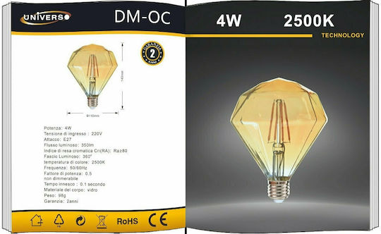 Universo Illuminazione DM-OC Bec LED 4W pentru Soclu E27 Alb cald 350lm