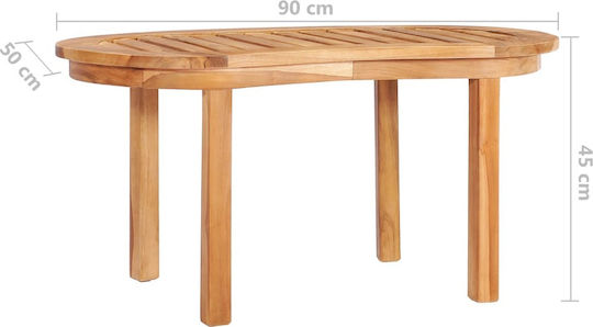 Sitting Room Table for Small Outdoor Spaces from Teak 90x50x45cm
