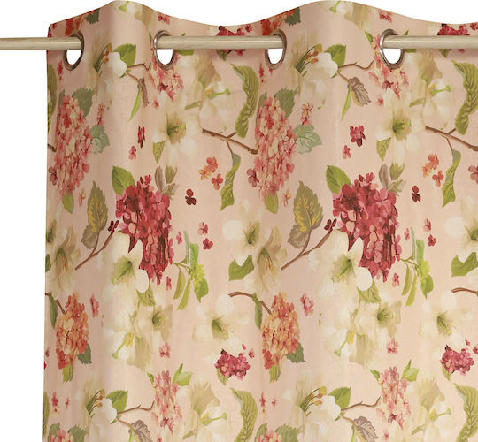 Decocraft Perdea Cu Capse Floral Floare Somon 140x260cm