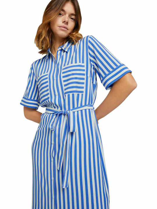 Summer Midi Shirt Dress Dress Light Blue