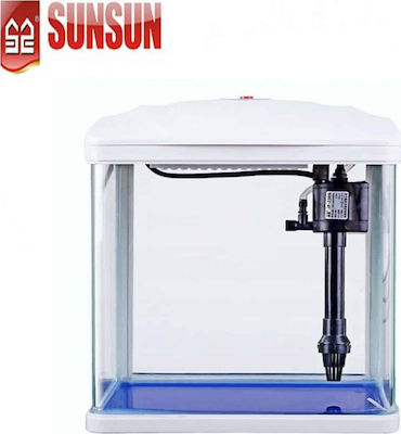 Sun-Sun HR-230 Acvariu de Pești cu Capacitate de 10lt cu Iluminare, Filtru și 23x16x28cm. Alb