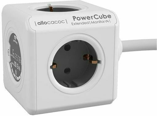 Allocacoc Extended Monitor PowerCube 4 Позиции с Превключвател и Кабел 1.5м Сив