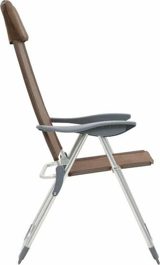 vidaXL Chair Beach Aluminium Brown 57x73.5cm Set of 2pcs