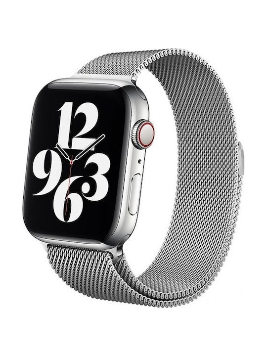 Crong Milano Stainless Steel Premium Λουράκι Μεταλλικό Ασημί (Apple Watch 42/44mm)