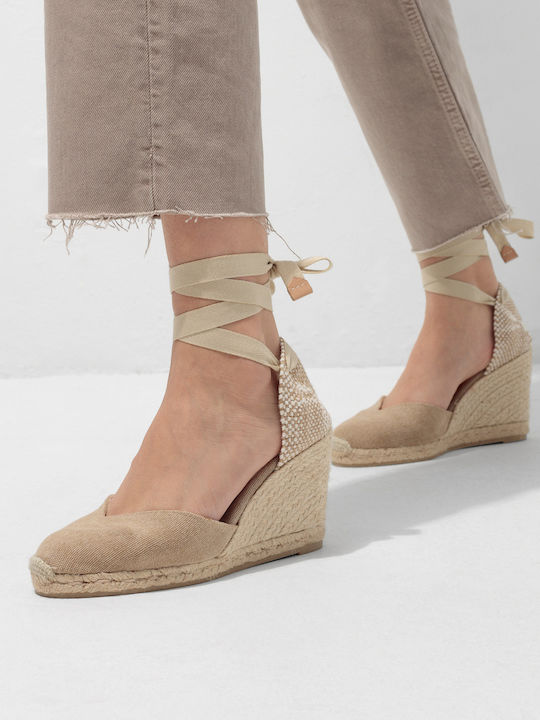 Chiara Women's Fabric Platform Espadrilles Beige