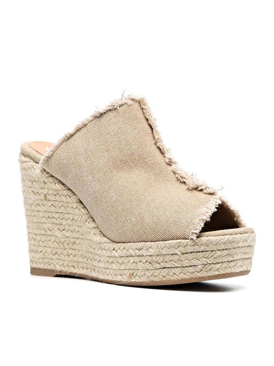 Fatima Women's Fabric Platform Shoes Beige