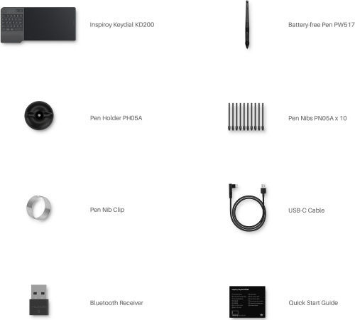 Huion Inspiroy Keydial KD200 Γραφίδα Σχεδίασης χωρίς Οθόνη με Bluetooth