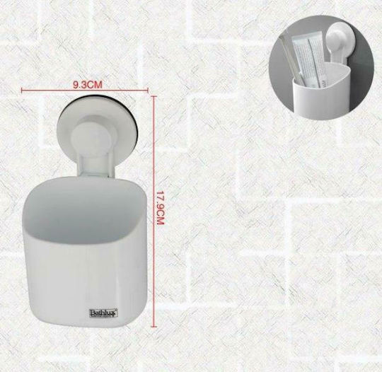87001BRX45WH Ποτηροθήκη Επιτοίχια Πλαστική με Βεντούζα Λευκή