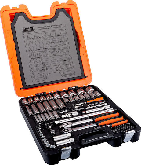 Bahco Ratschen- & Steckschlüssel-Sets 1\2" & 1\4" 103Stück